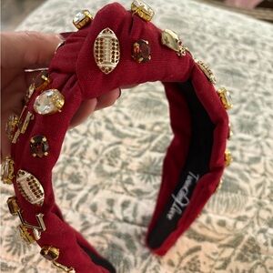 Red Rhinestone Football Themed Headband